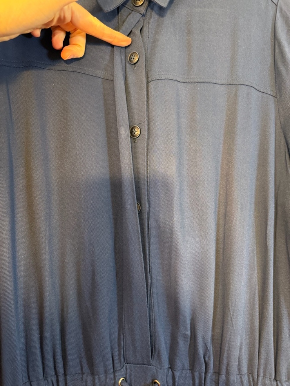 Frye Navy Drawstring Collared Jumpsuit - Picture 5 of 9